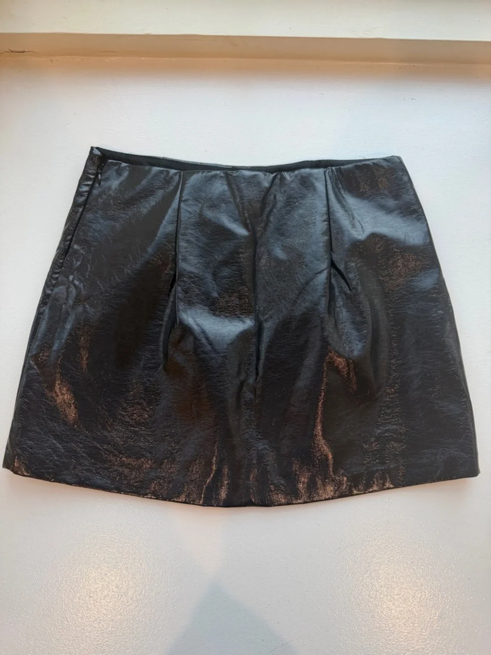 Abercrombie & Fitch Patent Vegan Leather Mini Skirt in Midnight Navy Medium